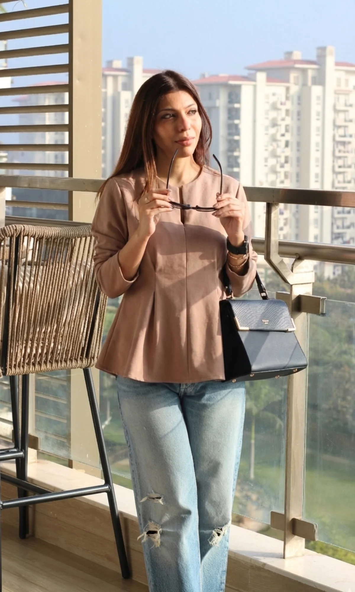 Beige Rose Suede Sleek Top - Image 3