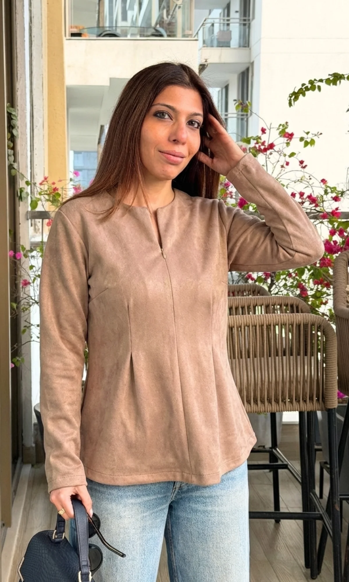 Beige Rose Suede Sleek Top - Image 5