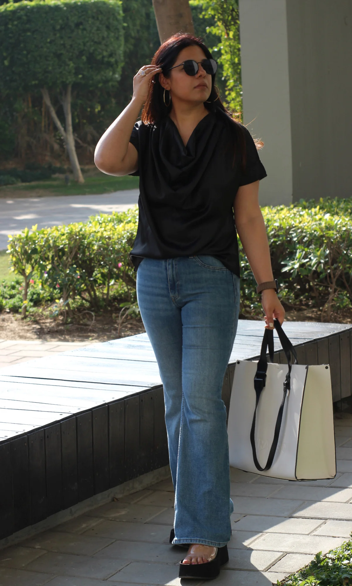 Black Satin Cowl Neck Top - Image 5