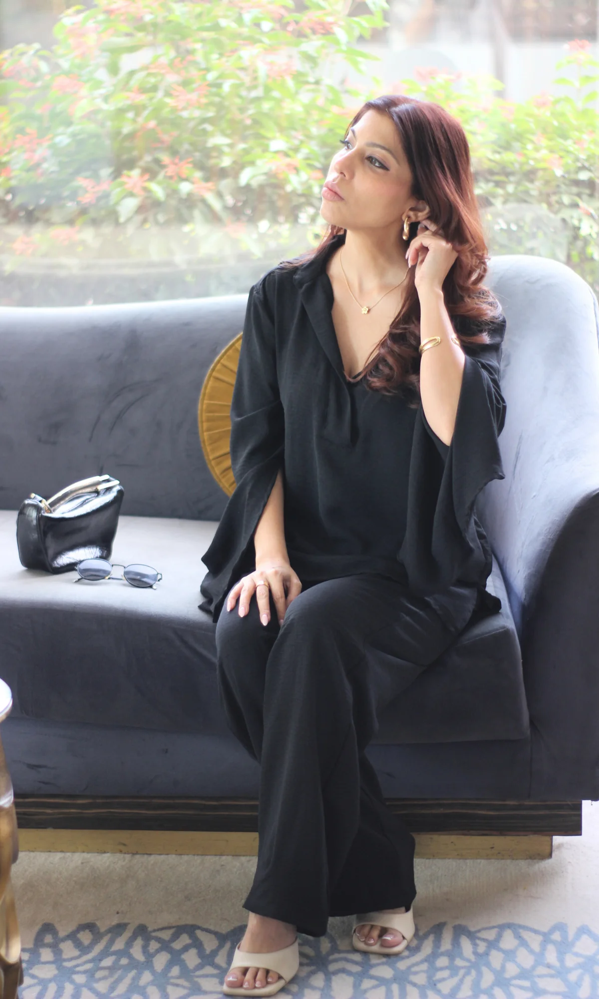 Black Slit Sleeves Top and Pants Co-ord - Image 6