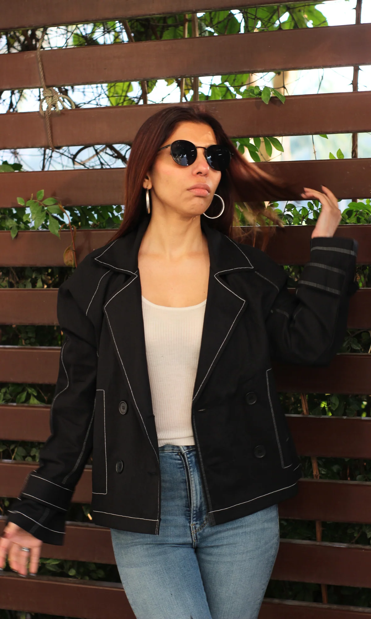 Black Thread Detail Trench - Image 4