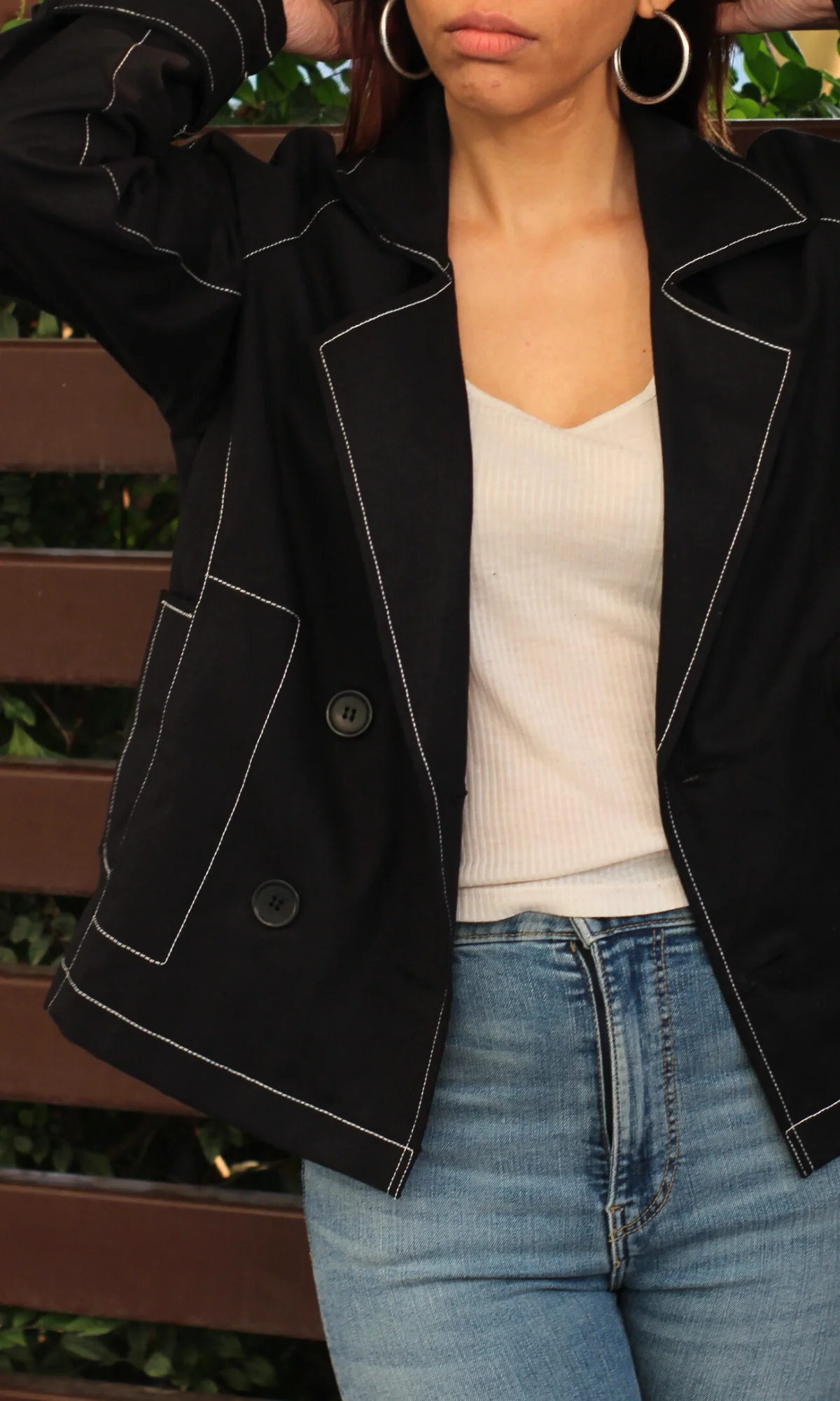 Black Thread Detail Trench - Image 6