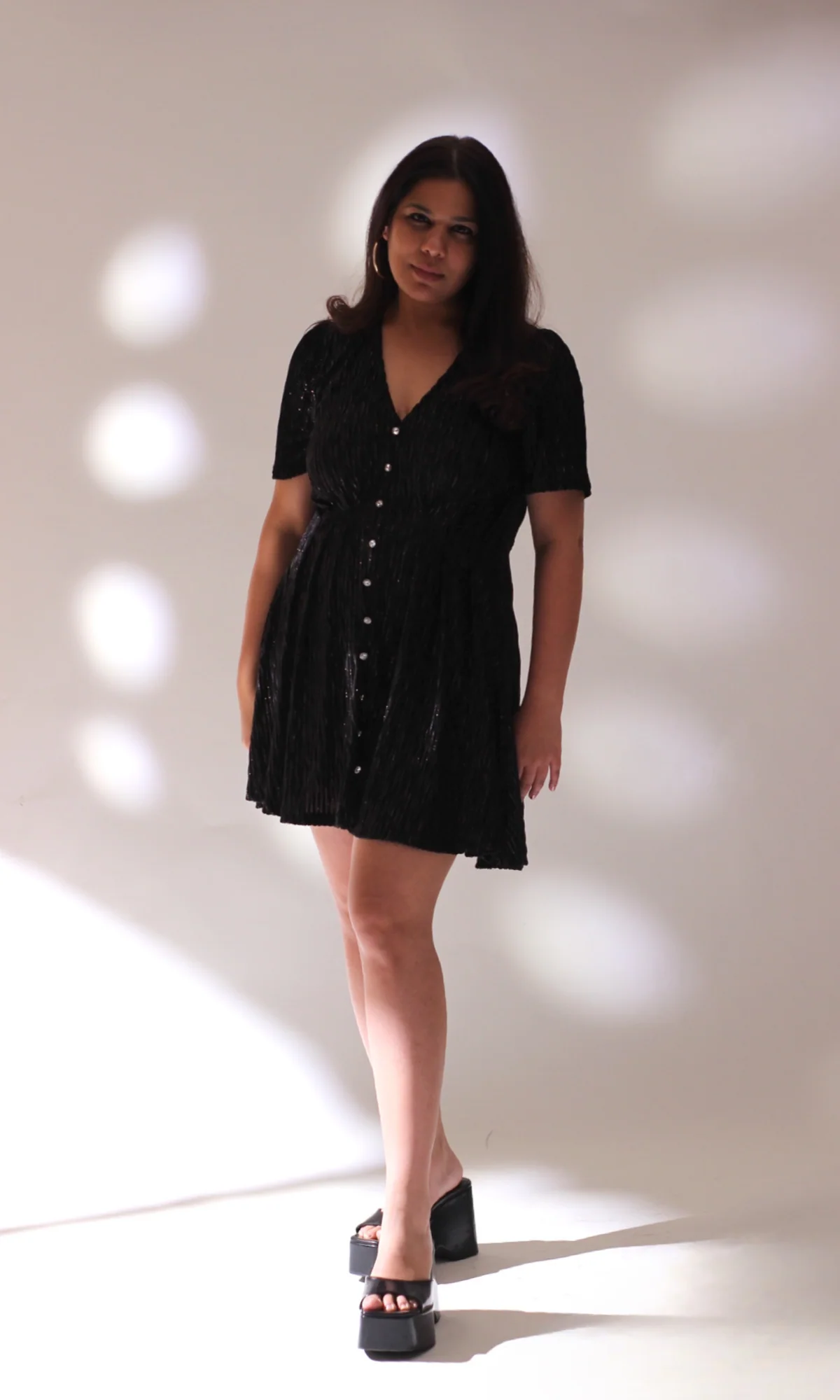 Black Rhinestone Buttoned Dress - Image 4
