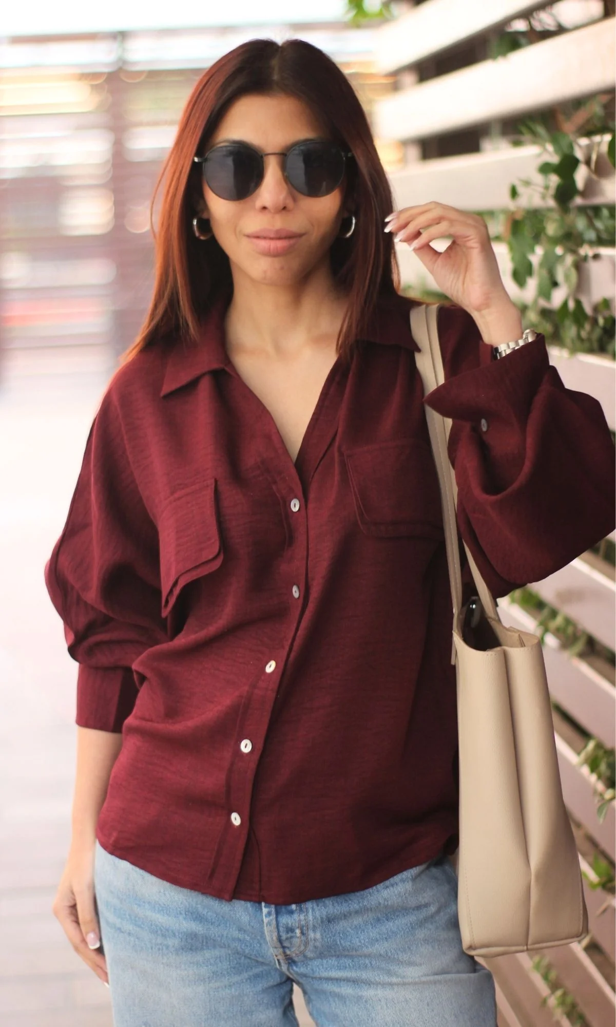 Claret Double Pocket Detail Shirt - Image 6