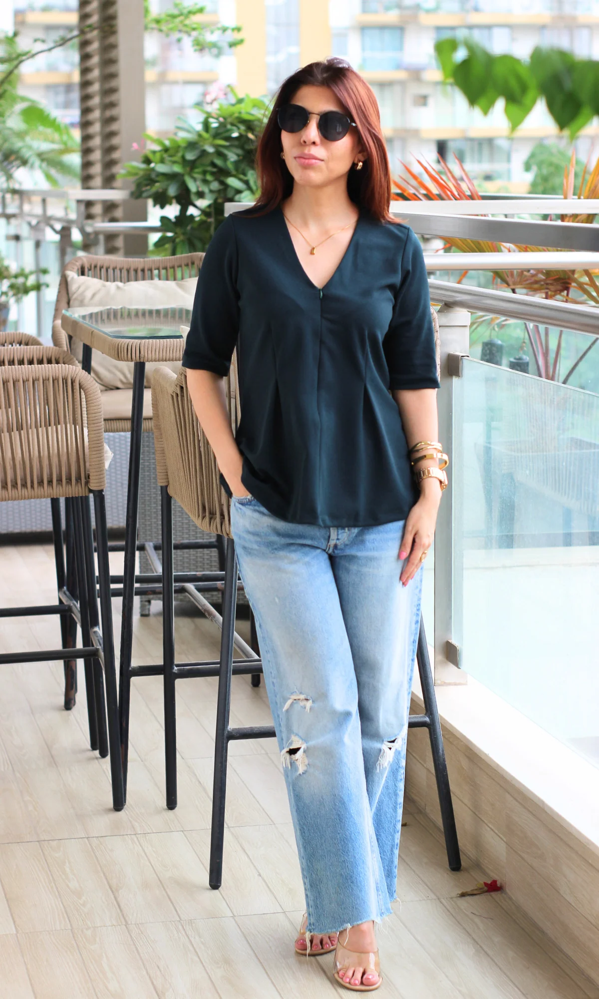 Dark Pine Sleek-Pleat Detail Top - Image 3