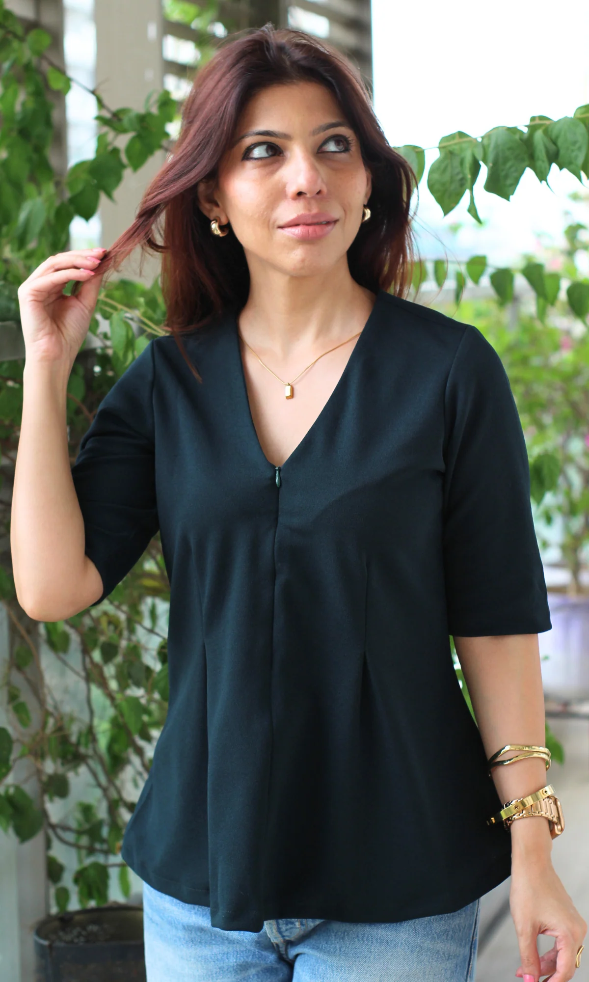 Dark Pine Sleek-Pleat Detail Top - Image 4