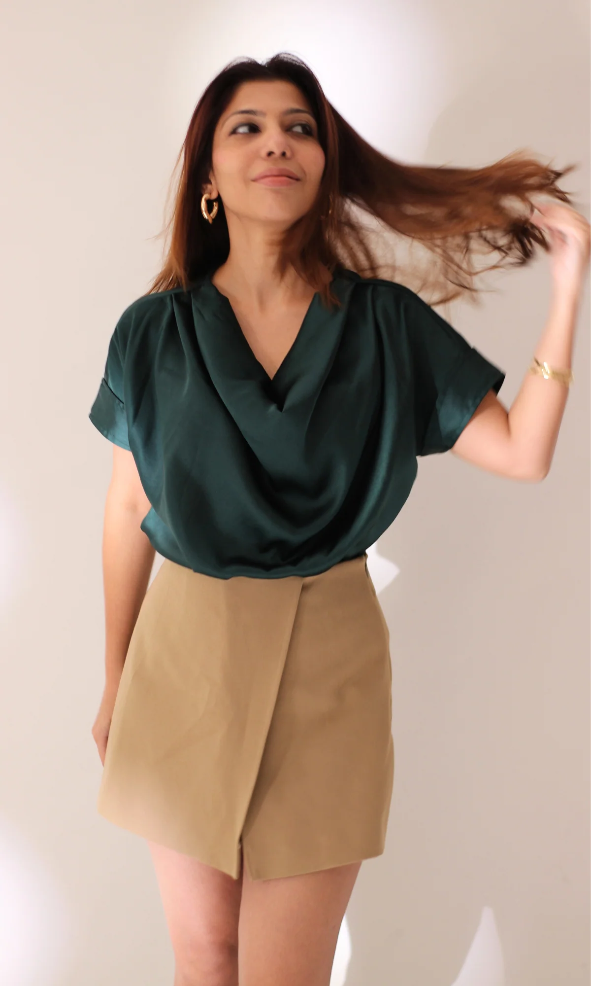 Deep Green Cowl Neck Top - Image 3