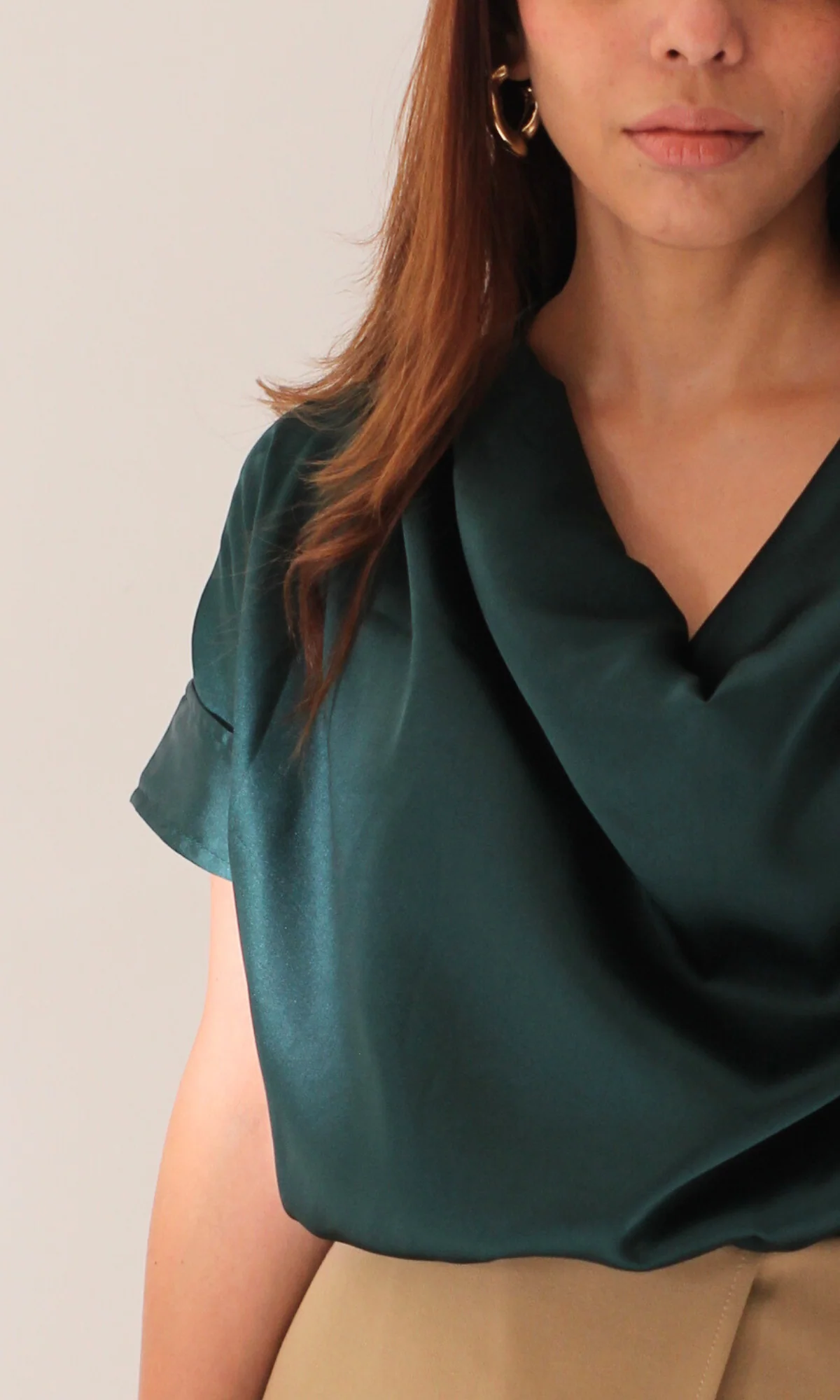 Deep Green Cowl Neck Top - Image 6