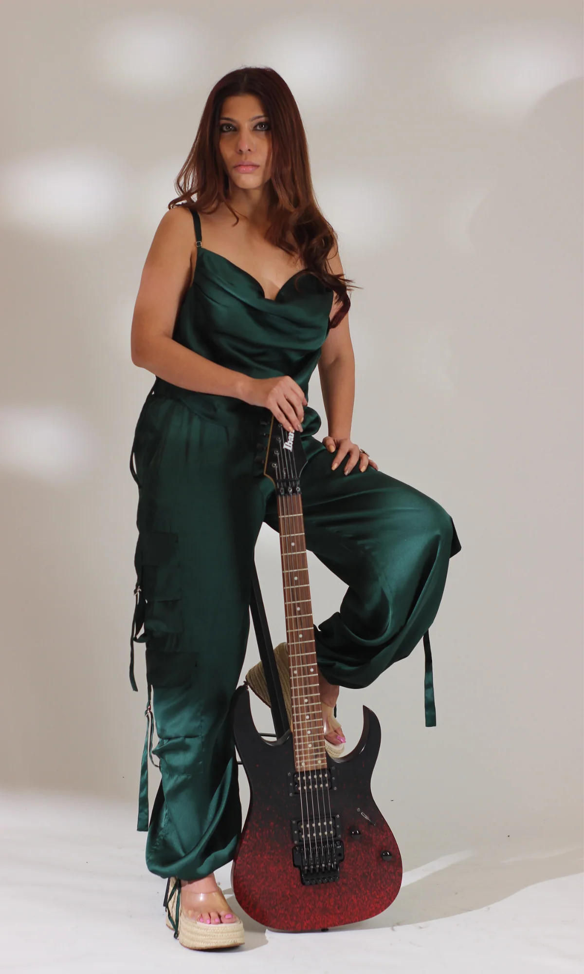 Deep Green Drawstring Top and Parachute Pants - Image 4