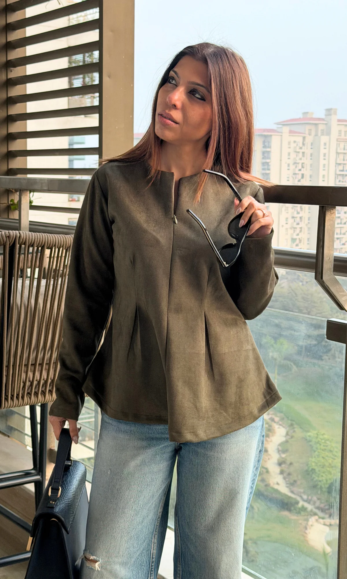 Forest Green Suede Sleek Top - Image 3