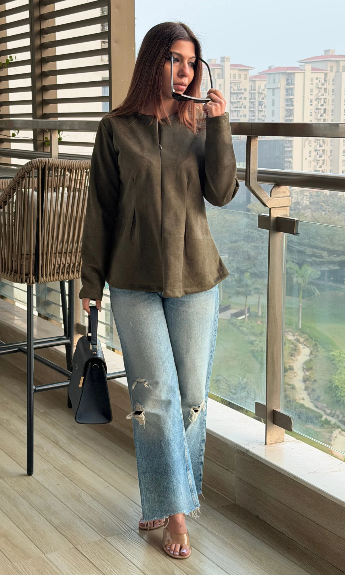 Forest Green Suede Sleek Top - Image 4