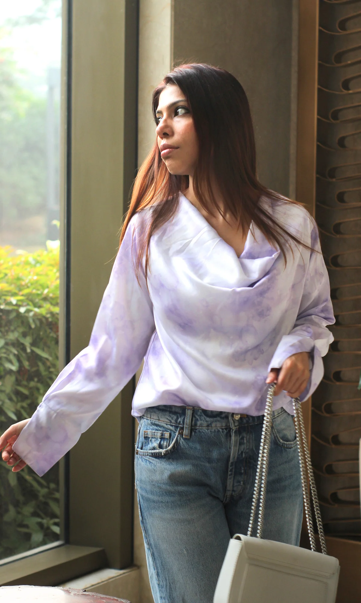 Gradient Sleeved Cowl Neck Top - Image 3