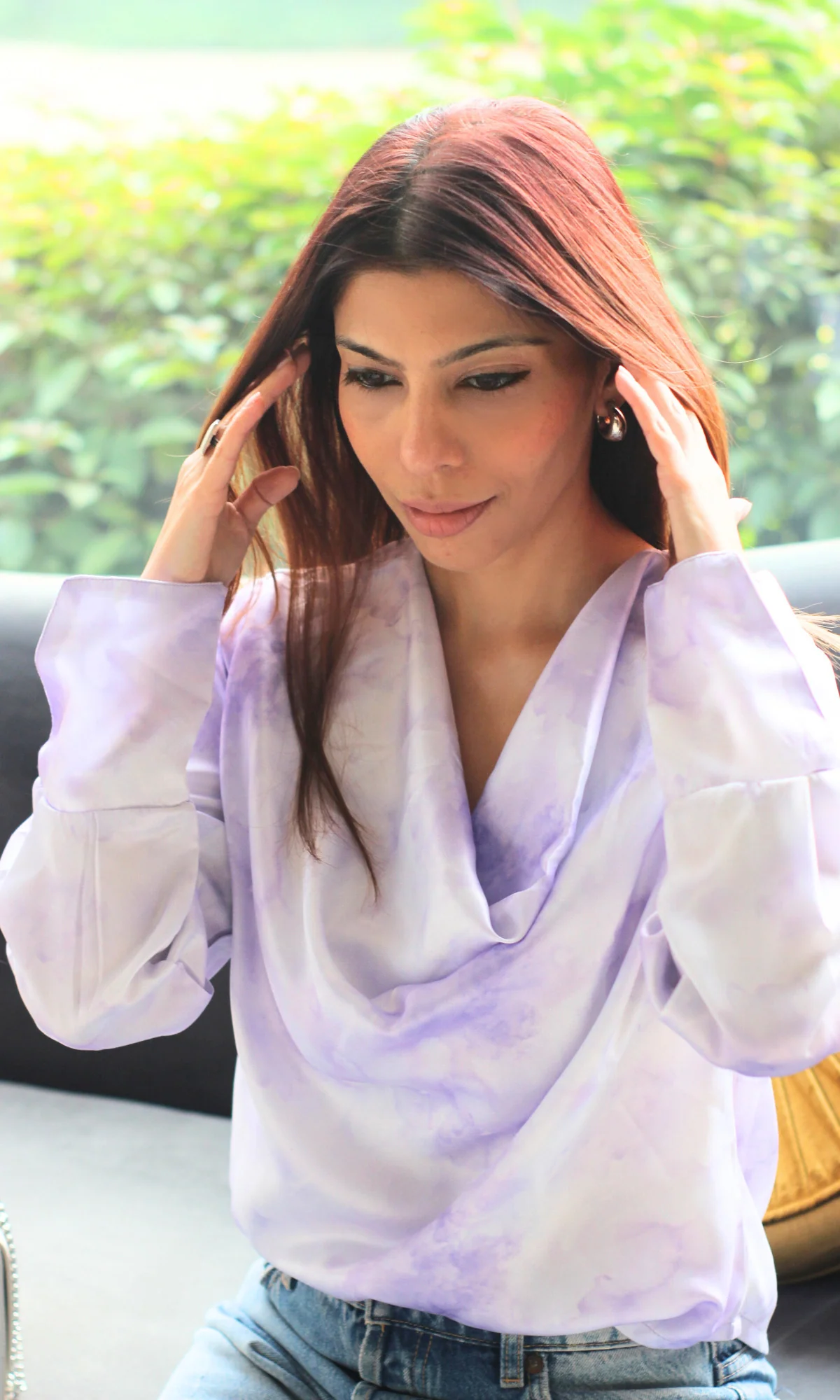 Gradient Sleeved Cowl Neck Top - Image 4