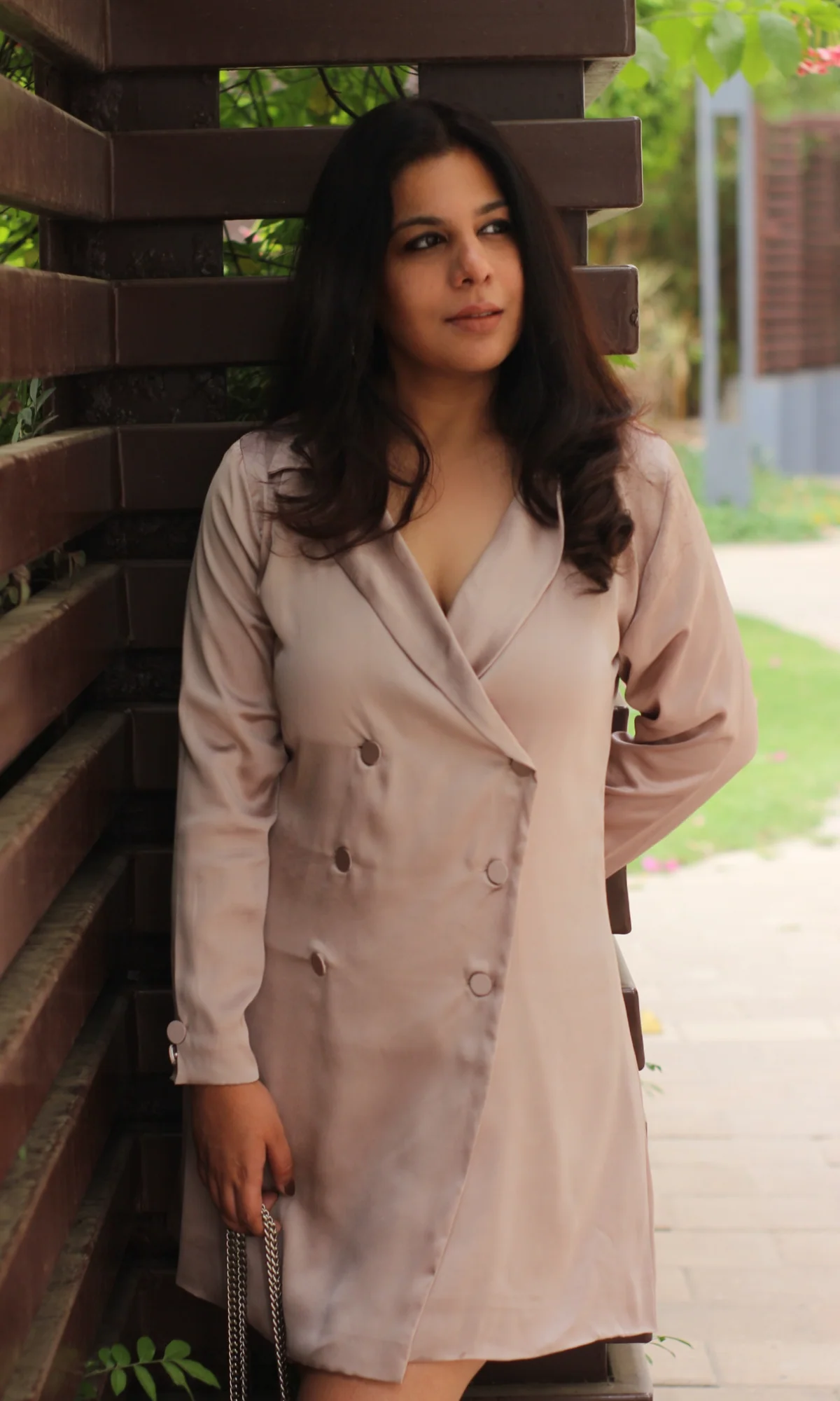 Greyish-Mauve Buttoned Blazer Dress - Image 3