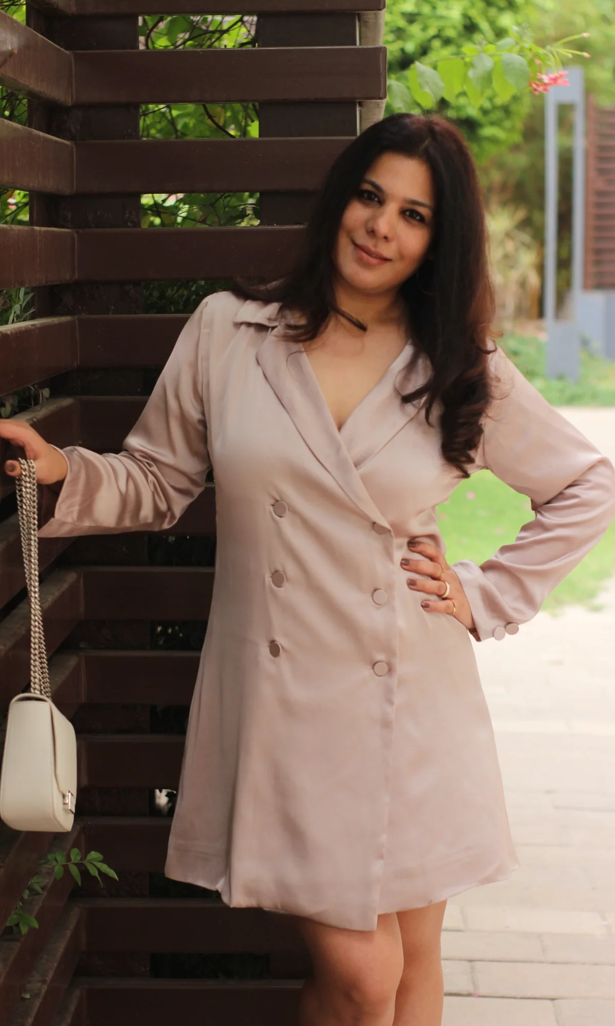 Greyish-Mauve Buttoned Blazer Dress - Image 5