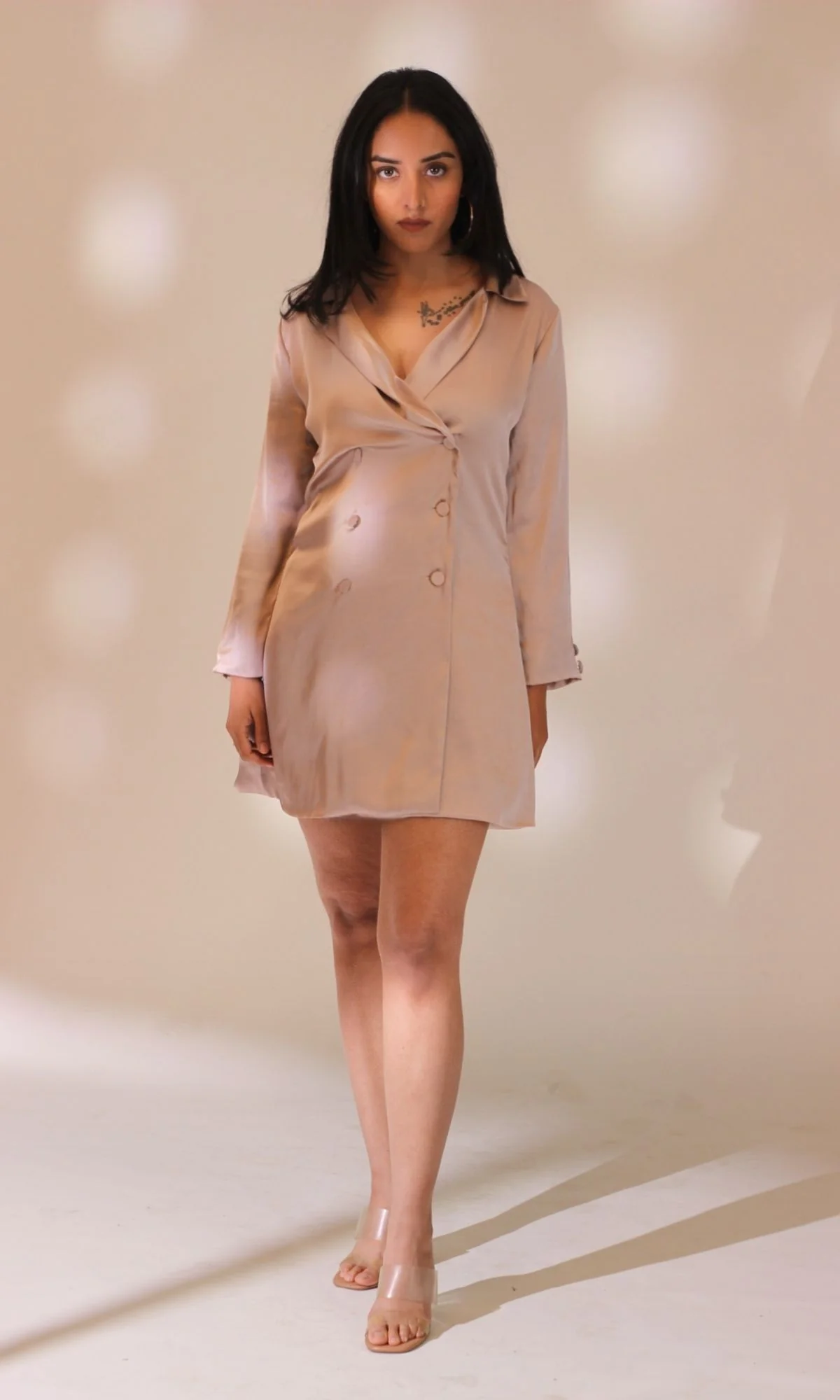 Greyish-Mauve Buttoned Blazer Dress - Image 6