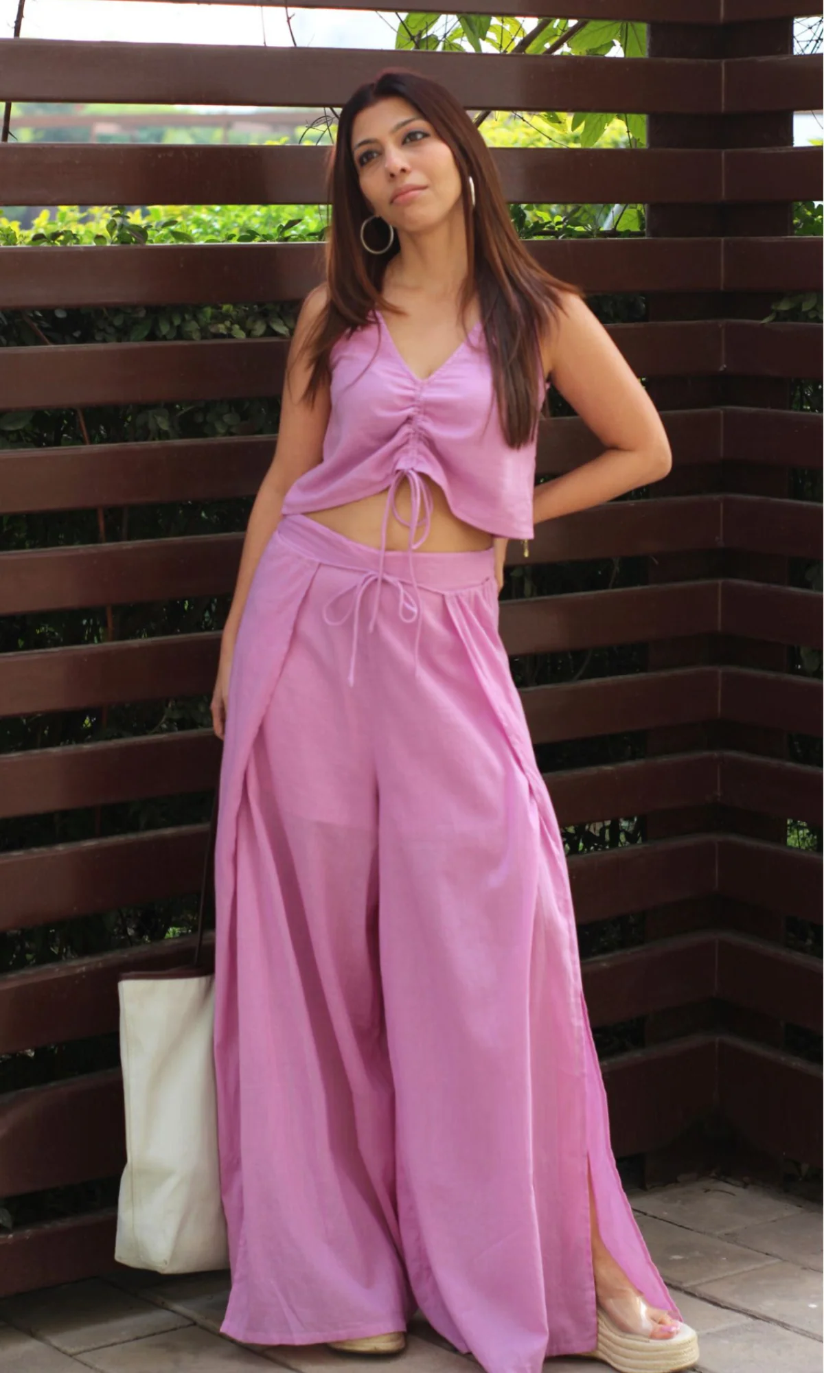 Lavender Drawstring Top and Slit Pants - Image 3