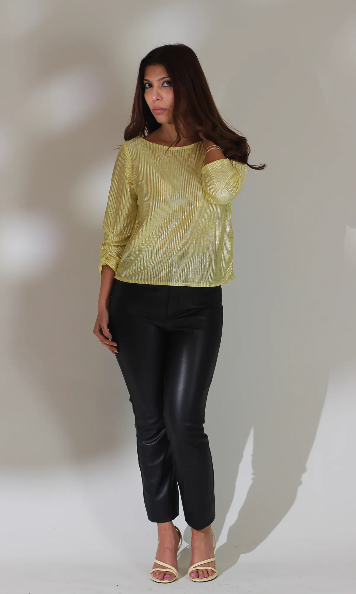 Lemon Pleated Sleeved Top - Image 3