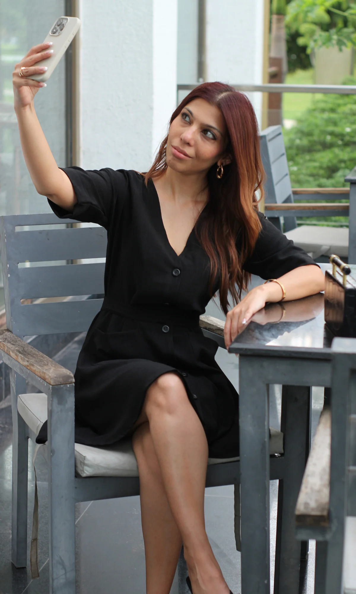 Midnight Buttoned Fit & Flare Dress - Image 3