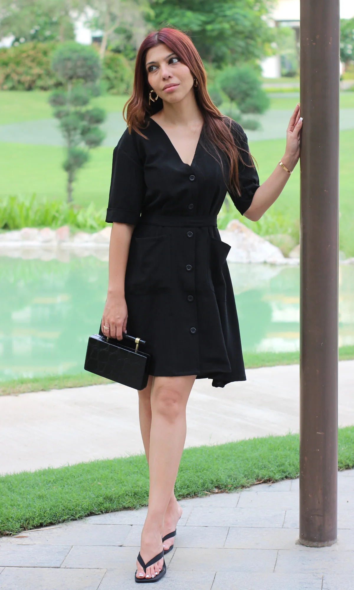 Midnight Buttoned Fit & Flare Dress - Image 5