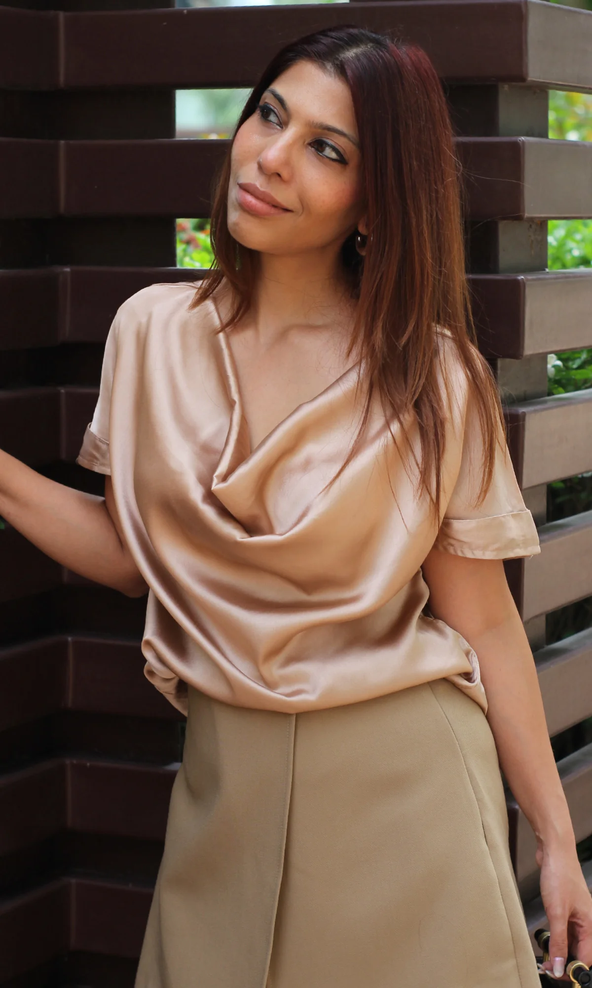 Rose Gold Cowl Neck Top - Image 3