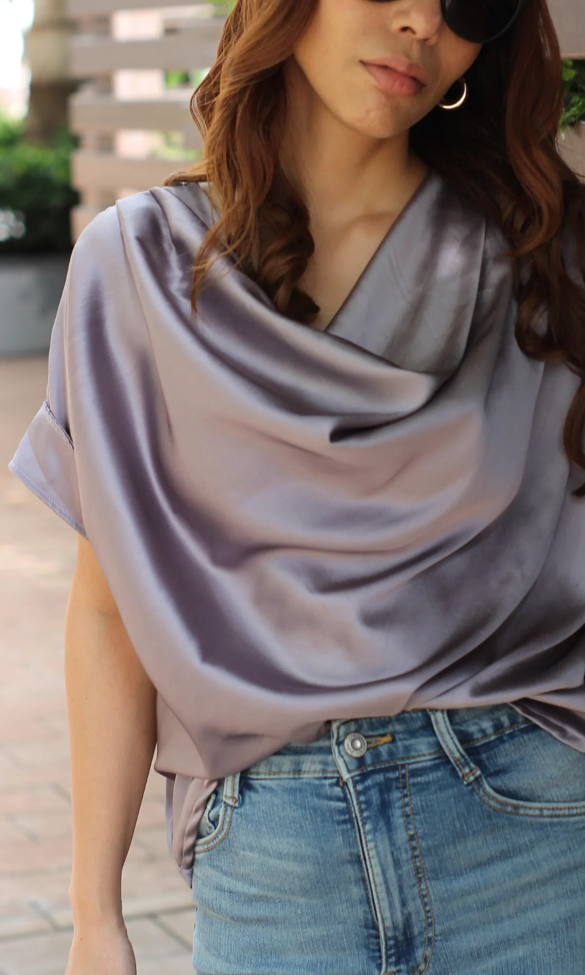 Steel Lavender Cowl Neck Top - Image 3