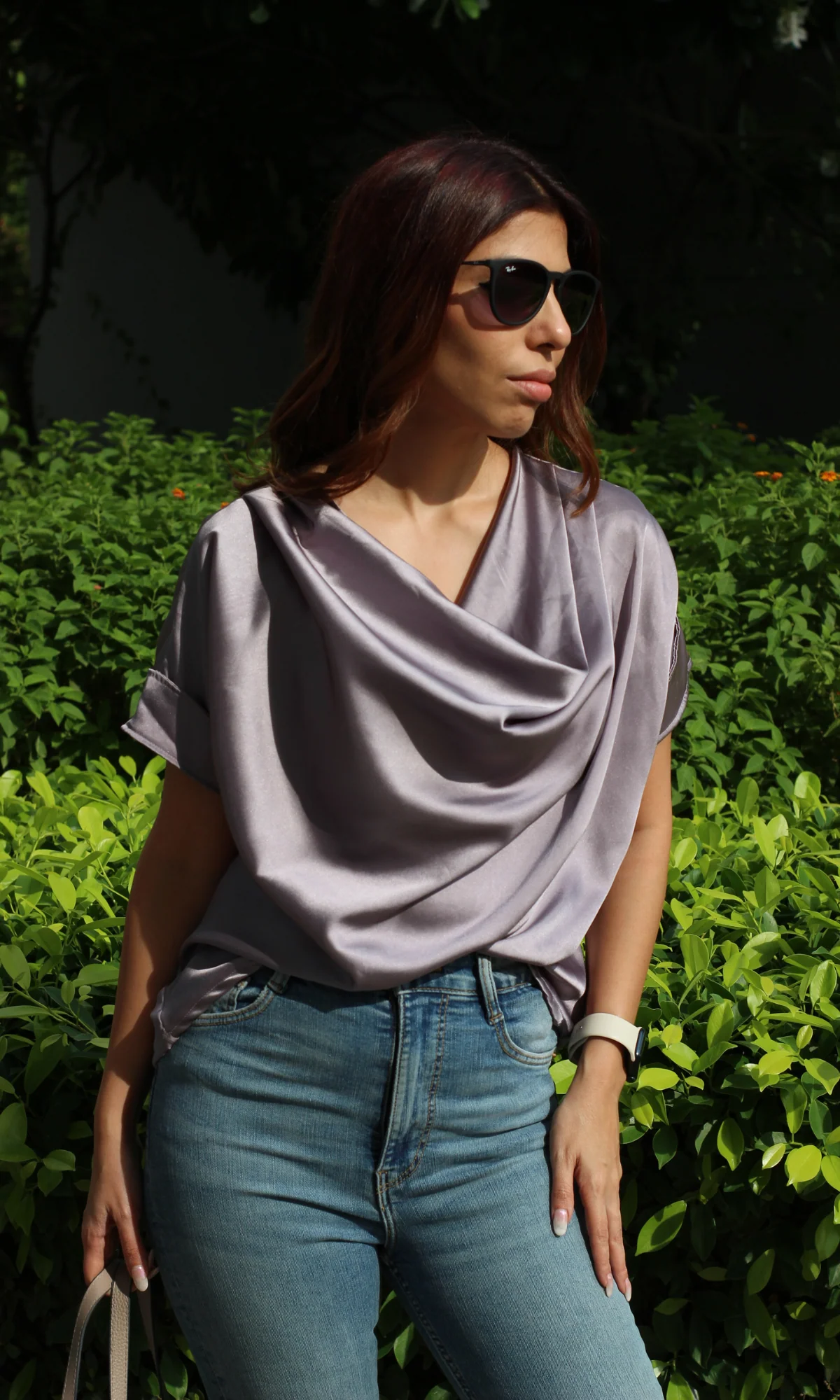 Steel Lavender Cowl Neck Top - Image 4