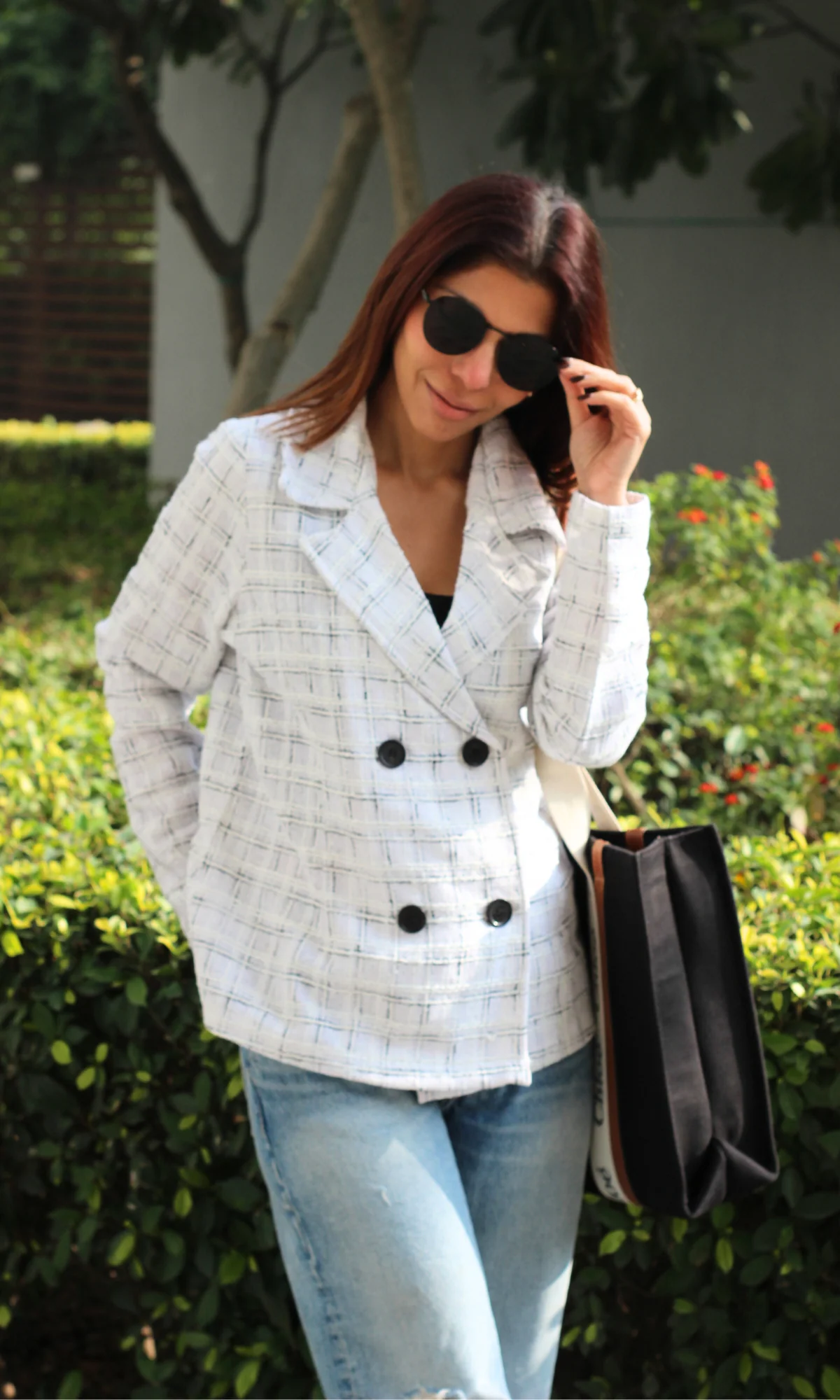 White Check Tweed Jacket - Image 4
