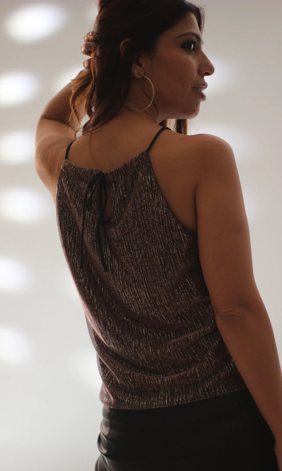 Wine Shimmer Halter Neck Top - Image 3